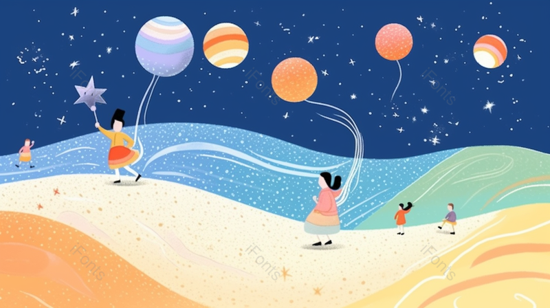 儿童节可爱风星球玩耍畅想卡通手绘图,插画/手绘图,插画/手绘图库,插画/手绘图下载,插画/手绘